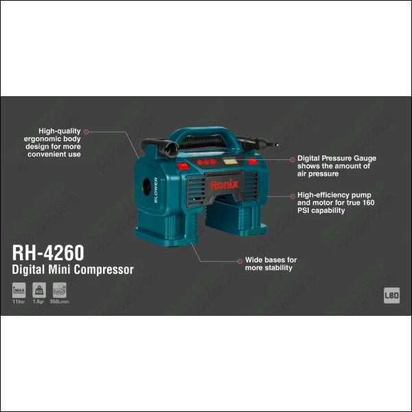 RONIX Mini Digital Air Compressor DC RH-4260 in Pakistan