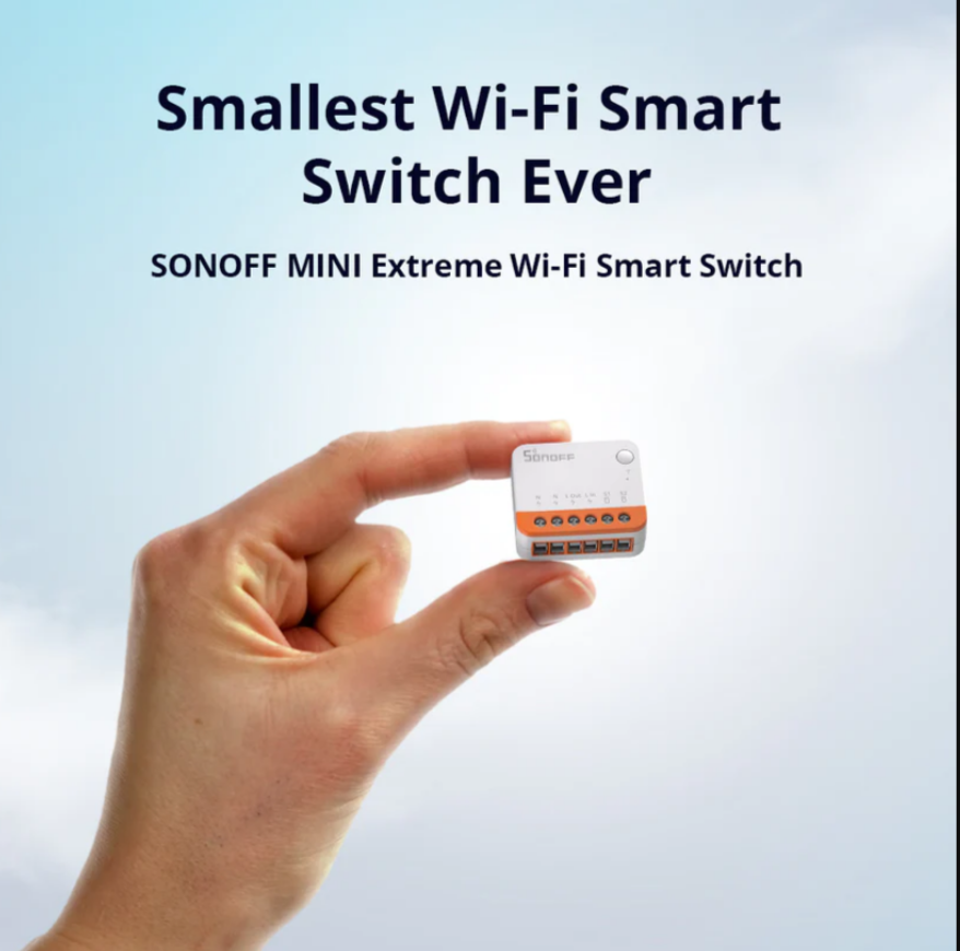 SONOFF, Mini R4, Wi-Fi, Smart Switch, smart home, IoT device, home automation, electrical control, remote control, voice assistant compatible.