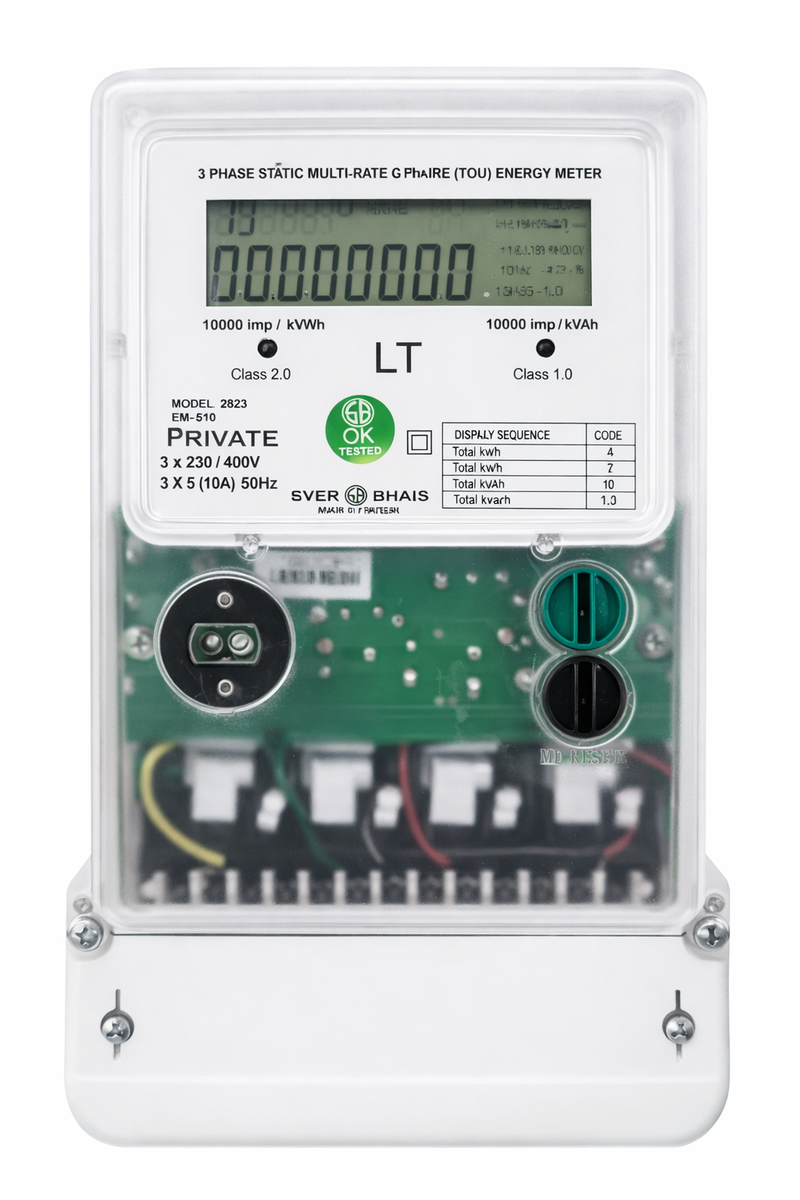 Static multi rate 3 phase 4 wire digital energy meter