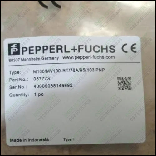 THRU-BEAM SENSOR – PEPPERL+FUCHS – PART NO.: M100/MV100-RT/76A/103/115B - industryparts.pk