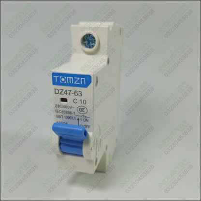 TOMZN DZ47‑63 C10, Miniature Circuit Breaker 1P 10A DIN Rail Mount 230V 400V in Pakistan