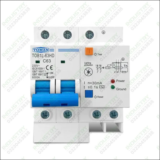 TOMZN RCCB 63A Main switch with surge protector RCBO MCB with Lightning protection SPD in Pakistan