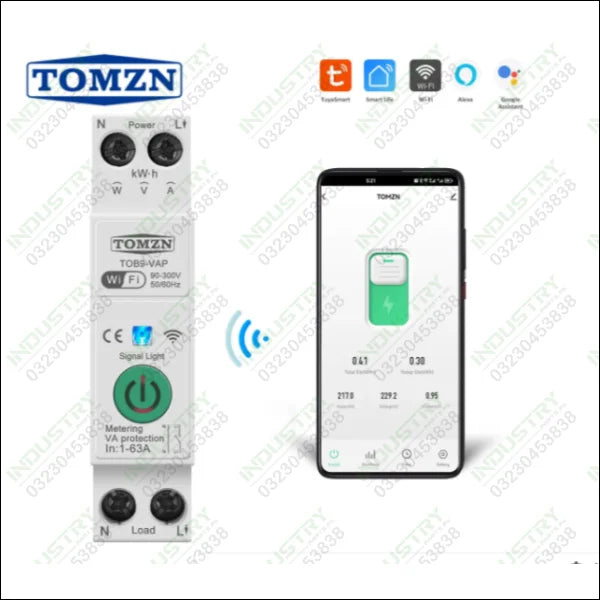 TOMZN TOB9-VAP WiFi 63A Smart Circuit Breaker Wireless Remote Control Switch in Pakistan