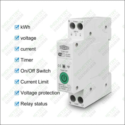 TOMZN TOB9-VAP WiFi 63A Smart Circuit Breaker Wireless Remote Control Switch in Pakistan