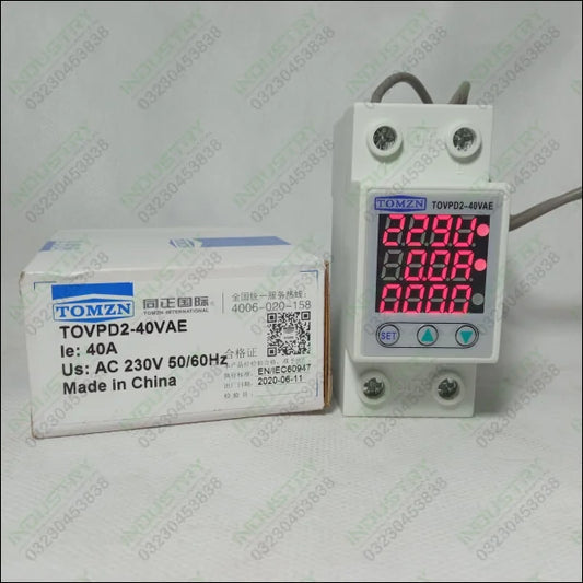 TOMZN VA Protector 40A 220V Adjustable Over and Under Voltage Protector Device in Pakistan - industryparts.pk