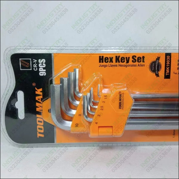 Tool Mak CR-V 9 Pcs Hex Key Set In Pakistan - industryparts.pk