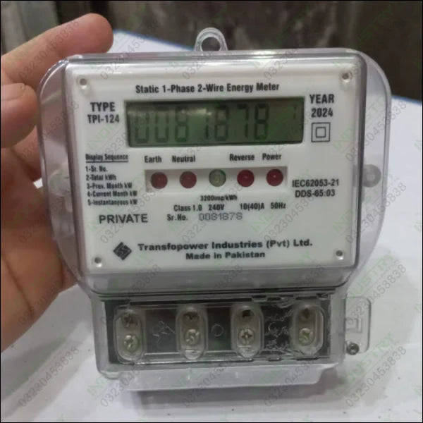 TRANSFOPOWER Single Phase Energy Meter in Pakistan