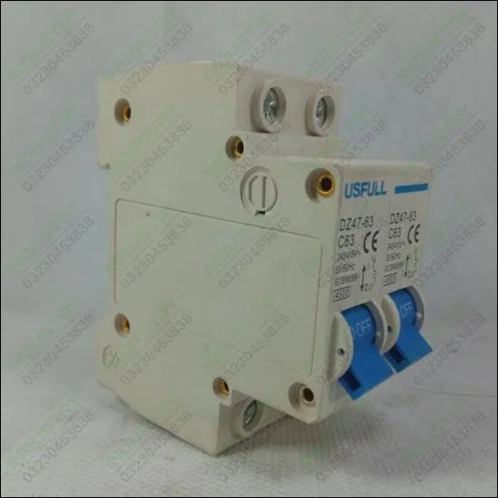 USFULL DZ47-63-C63 63A 2P Circuit Breaker in Pakistan - industryparts.pk