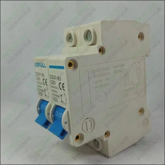 USFULL DZ47-63-C63 63A 2P Circuit Breaker in Pakistan - industryparts.pk