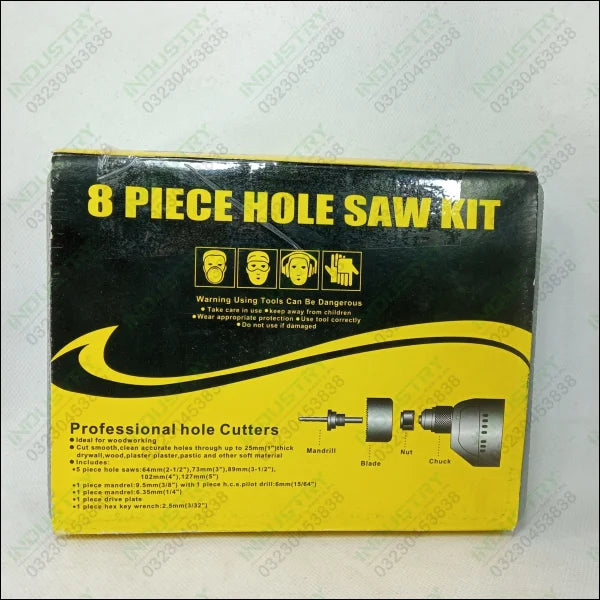 Wood Working Hole Saw Drill Bit Set 8 Pieces in Pakistan - industryparts.pk